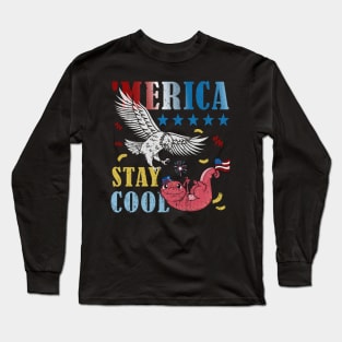 Merica Funny Eagle and Salamander Stay Cool Popsicle Long Sleeve T-Shirt